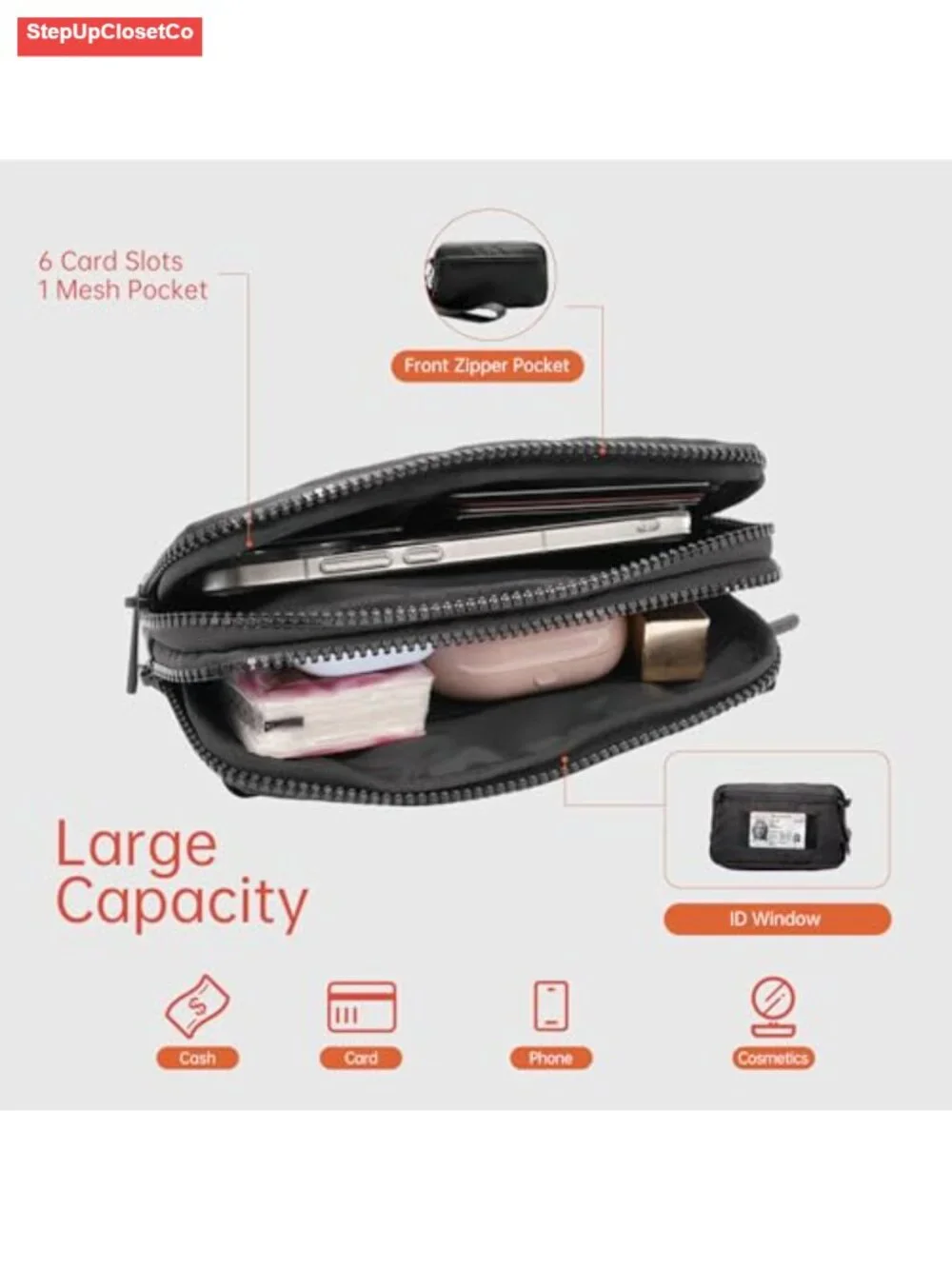 Wristlet Wallets for Women Nylon RFID Crossbody Bag Convertible